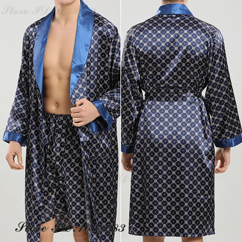 HAUS & HABITS Silk Kimono Lounge Robe Set (Plus Size)