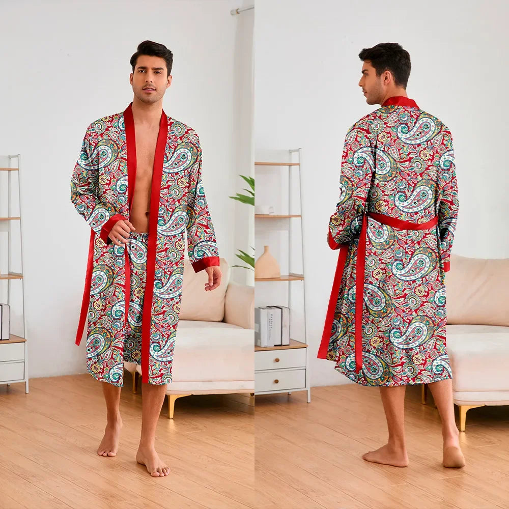 HAUS & HABITS Ice Silk Long Lounge Robe Set