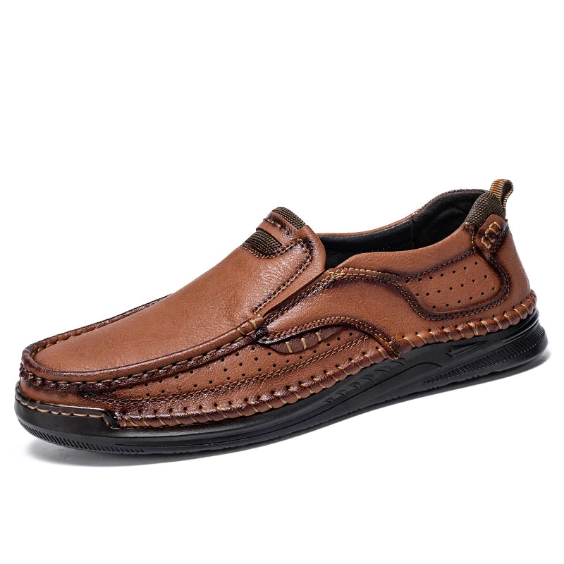 HAUS & HABITS Handmade Leather Casual Loafers – Men's Breathable Slip-On Flats