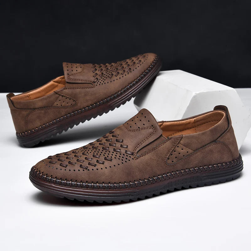 HAUS & HABITS Luxury Leather Slip-On Sneakers – Men's Italian-Inspired Driving Moccasins
