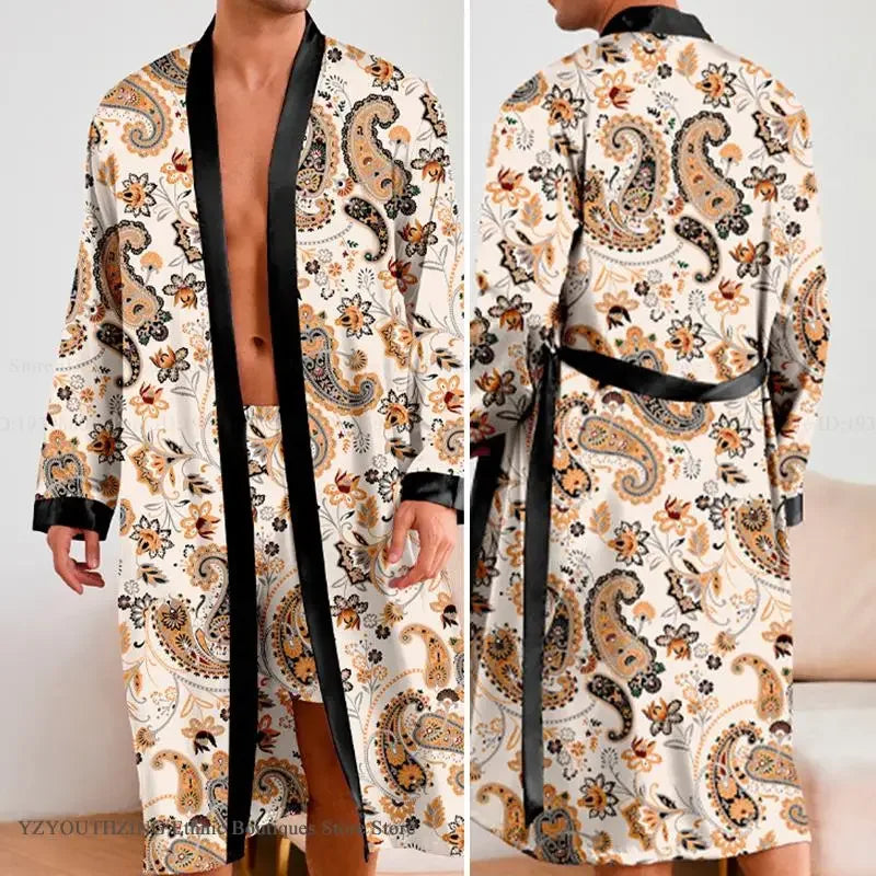 HAUS & HABITS Ice Silk Long Lounge Robe Set