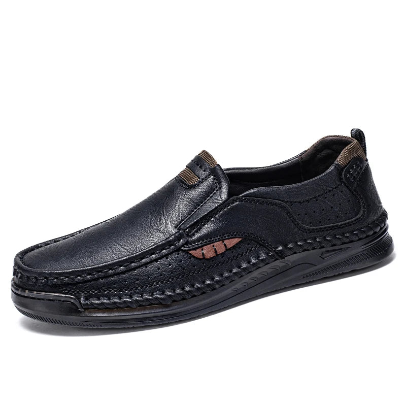 HAUS & HABITS Handmade Leather Casual Loafers – Men's Breathable Slip-On Flats