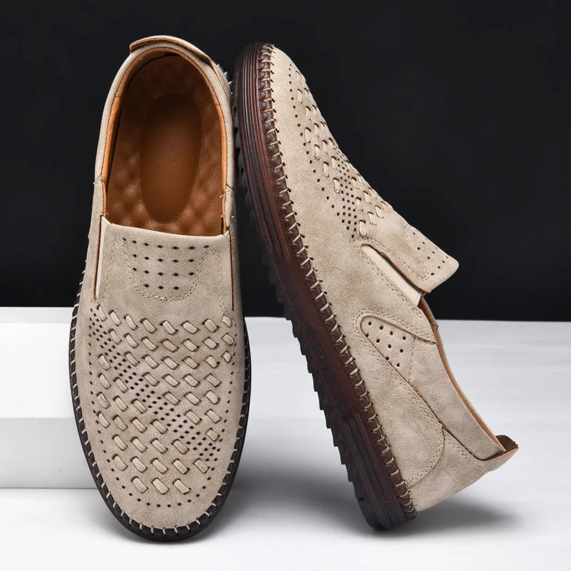 HAUS & HABITS Luxury Leather Slip-On Sneakers – Men's Italian-Inspired Driving Moccasins