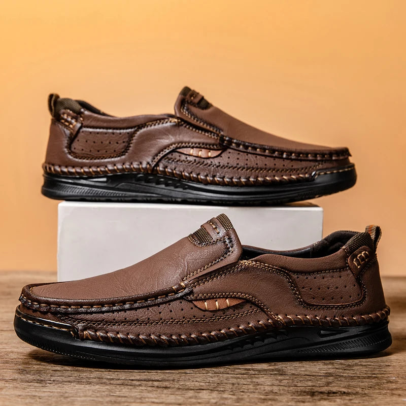 HAUS & HABITS Handmade Leather Casual Loafers – Men's Breathable Slip-On Flats