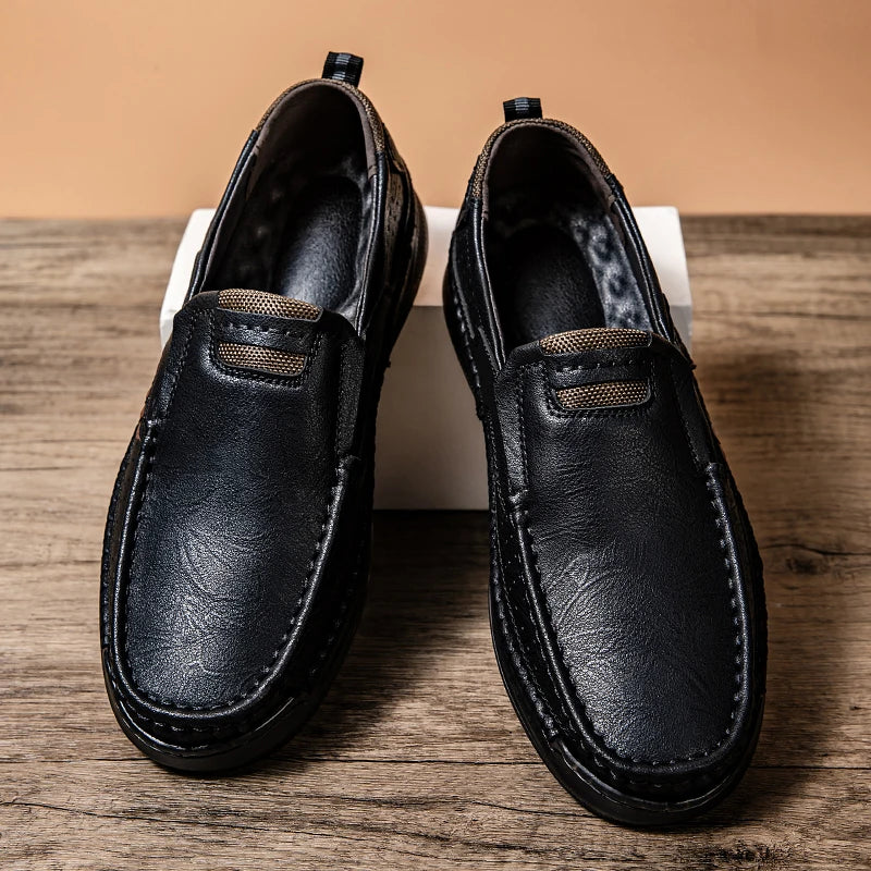 HAUS & HABITS Handmade Leather Casual Loafers – Men's Breathable Slip-On Flats