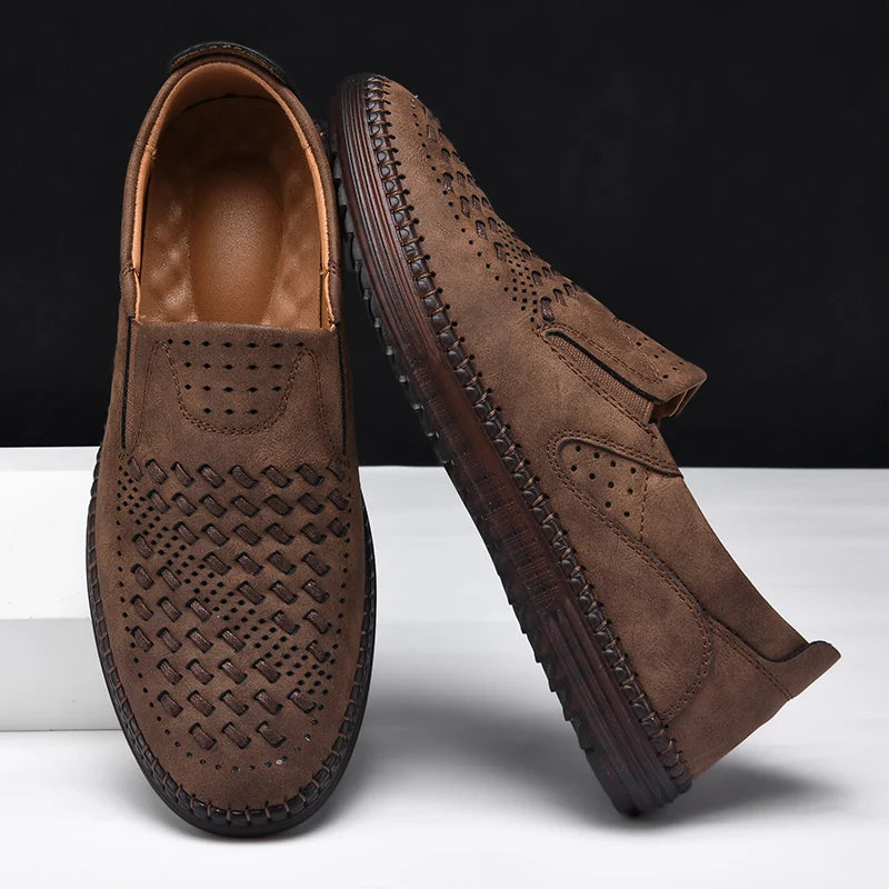 HAUS & HABITS Luxury Leather Slip-On Sneakers – Men's Italian-Inspired Driving Moccasins