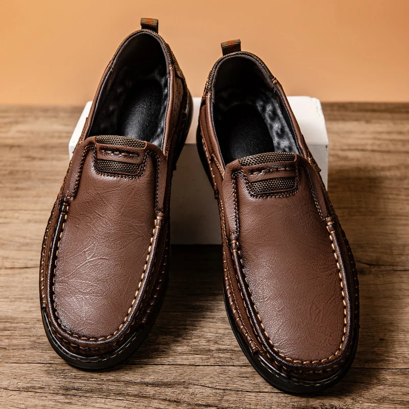 HAUS & HABITS Handmade Leather Casual Loafers – Men's Breathable Slip-On Flats