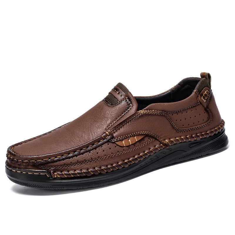 HAUS & HABITS Handmade Leather Casual Loafers – Men's Breathable Slip-On Flats