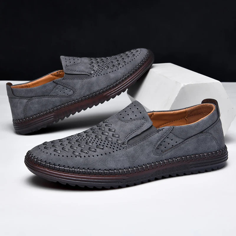HAUS & HABITS Luxury Leather Slip-On Sneakers – Men's Italian-Inspired Driving Moccasins