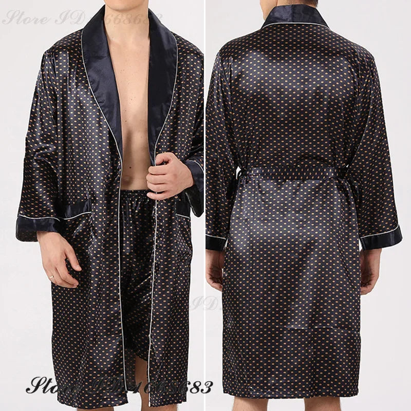 HAUS & HABITS Silk Kimono Lounge Robe Set (Plus Size)
